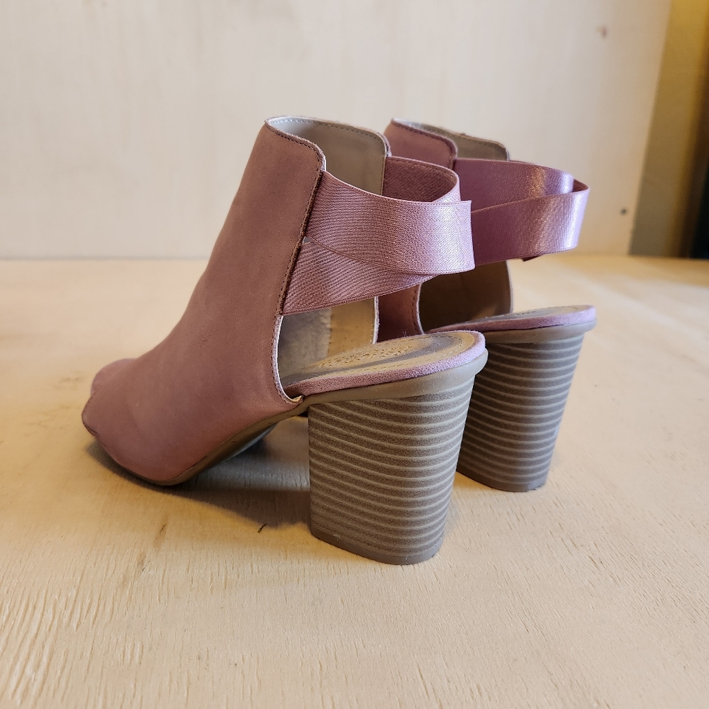 Kenneth Cole Reaction Women's Leather Fridah Fly Open Toe Mauve Bootie - Size 8M - Picture 6 of 13